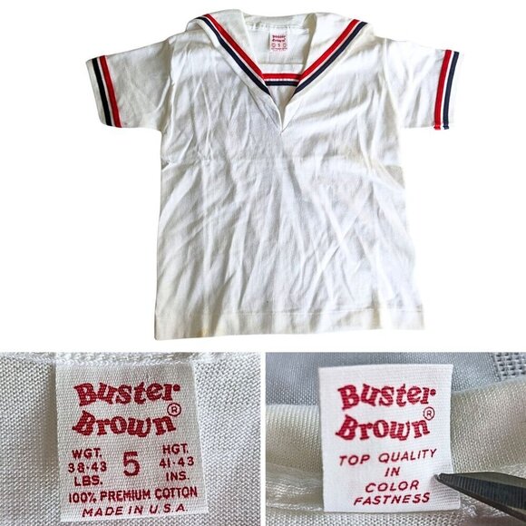 Vintage Mid-Century BUSTER BROWN White Sailor Suit 6pc Family Set w/ Ad Szs 5-14 - Picture 8 of 9
